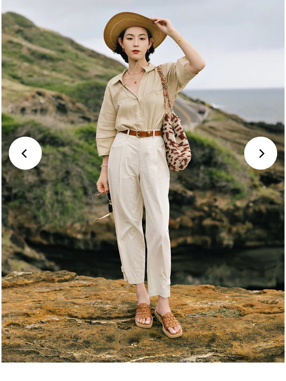 Petite Studio Romi Cream Tailored Trouser Pants Double Button Waist Ankle Detail